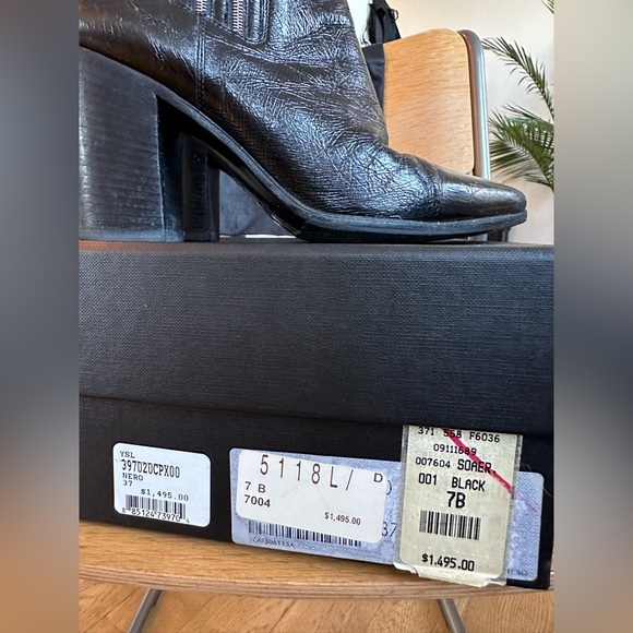 Yves Saint Laurent Black Ankle Boots, Size 37 - Picture 8 of 14